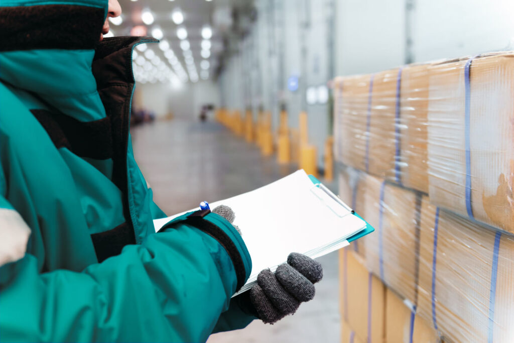 Cold chain warehouse with temperature-controlled storage for food, pharmaceuticals, and electronics