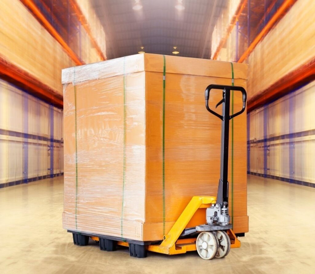 Palletized goods prepared for secure storage in a Houston 3PL warehouse