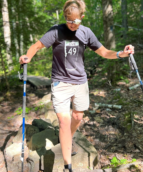 BWH neurosurgery patient Sarah D. on a hike