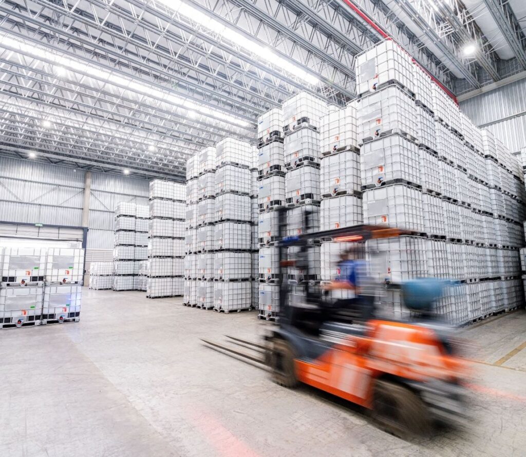 Pallet storage and dock operations inside an Oklahoma City warehouse