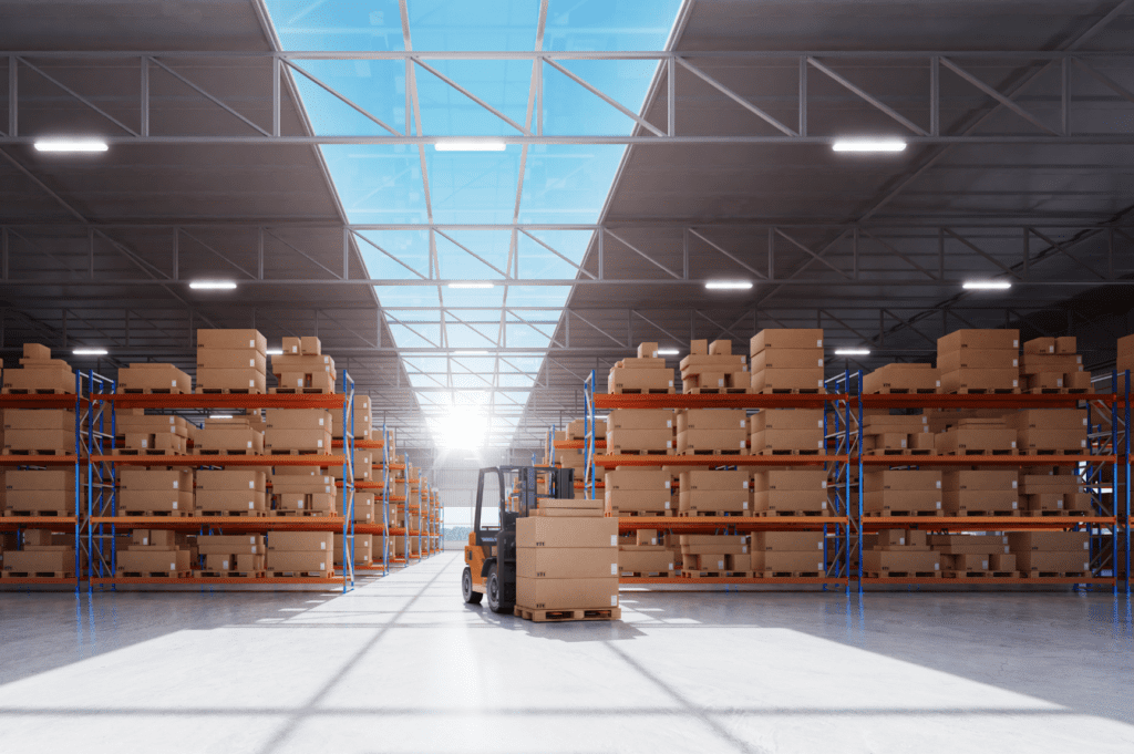 Push-pull forklift gripping a slip sheet to move pallet-free loads."